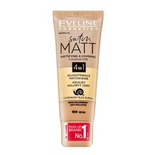 Eveline Satin Matt Mattifying & Covering Foundation 4in1 tekutý make-up s matujícím účinkem 104 Beige 30 ml