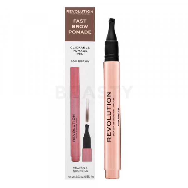 Makeup Revolution Fast Brow Clickable Pomade Pen - Ash Brown tužka na obočí 1 ml