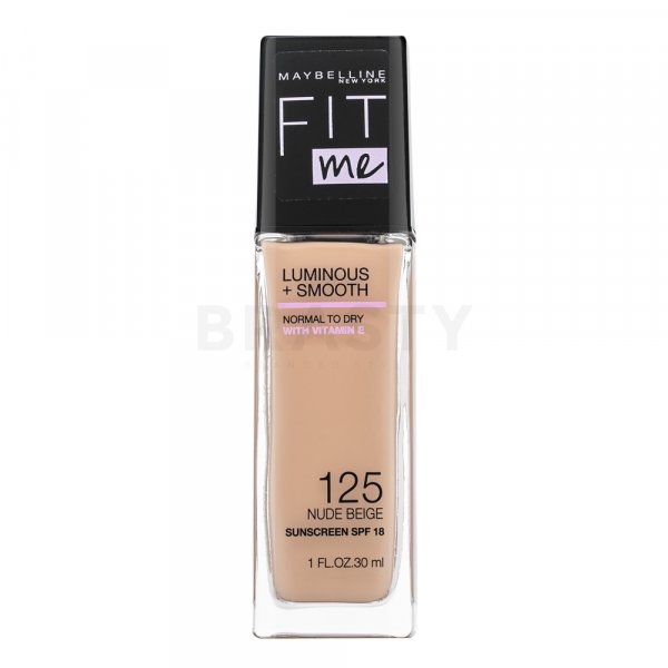 Maybelline Fit Me! Luminous + Smooth SPF18 Foundation 125 Nude Beige tekutý make-up pro sjednocenou a rozjasněnou pleť 30 ml