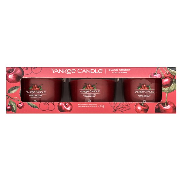 Yankee Candle Black Cherry votivní svíčka 3 x 37 g